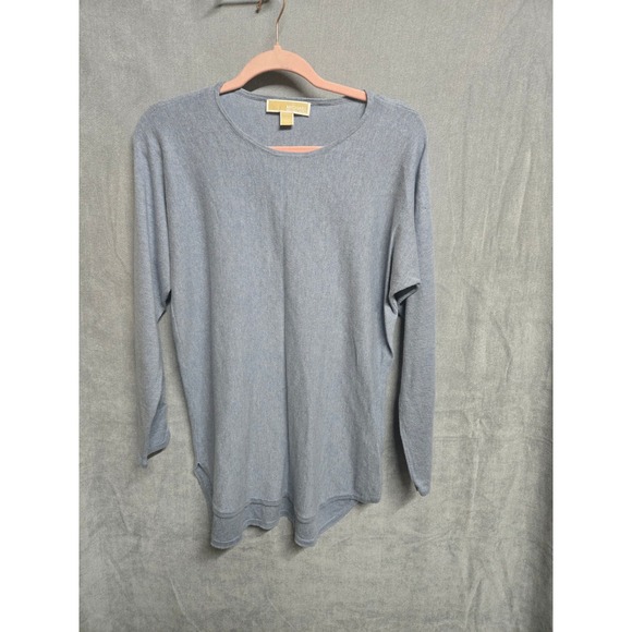 Michael Kors Sweaters - Michael Michael Kors Women Light Blue Cotton Blend Knit Long Sleeve Sweater L